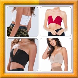 GO JANE Black,Nude,Red Strapless V Bandeau Top